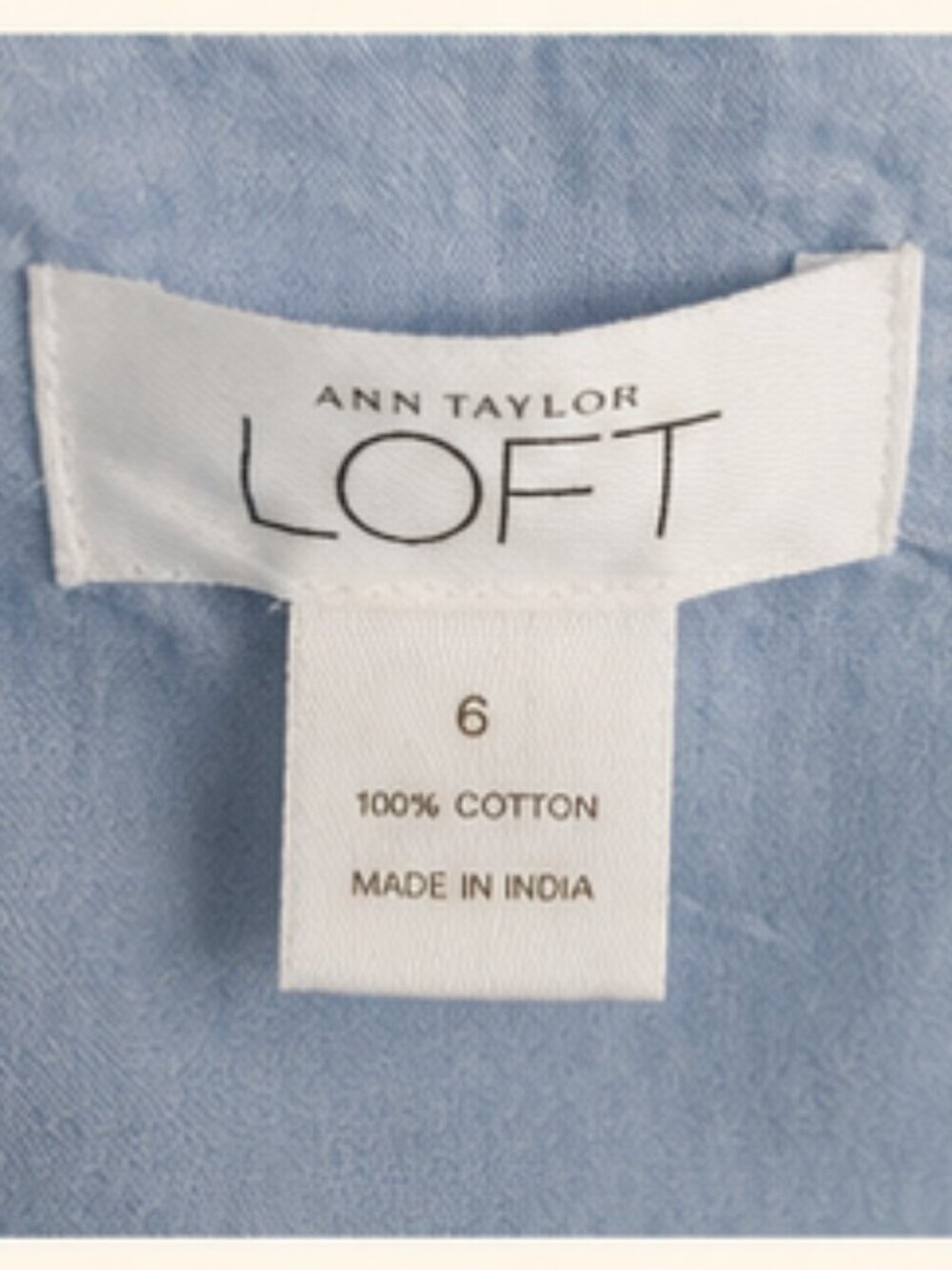 100% Cotton Minimalist Summer Ann Taylor LOFT Blue Cami Tank Top Size 6 - Picture 5 of 6